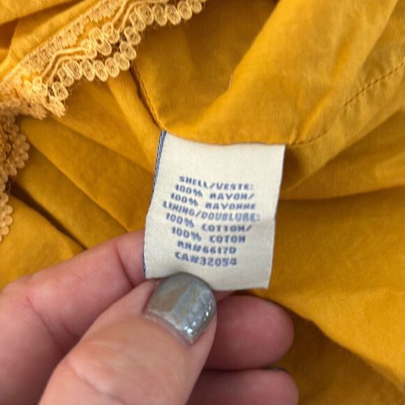 Odille x Anthropologie mustard yellow ruffled dress Sz 2 BOHO - Picture 9 of 10